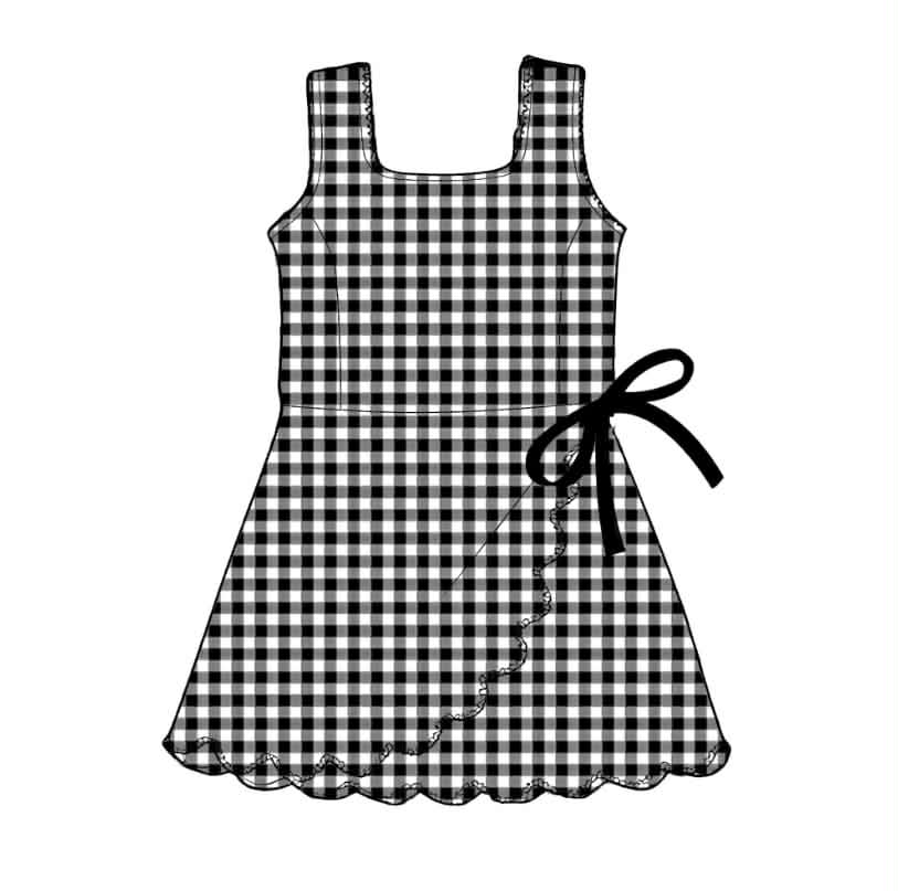 GSD3777 Baby Girls Black GIngham Sleevless Active Dress Preorder