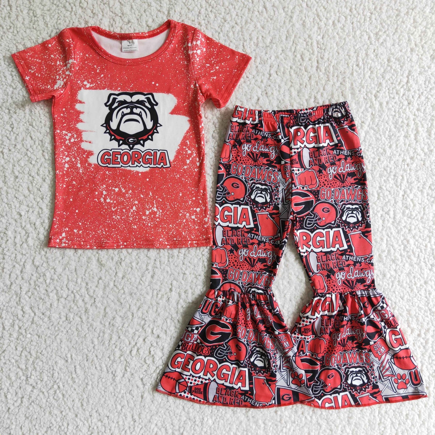 Baby Girls Georgia Football Team Bell Bottom Pants Outfit