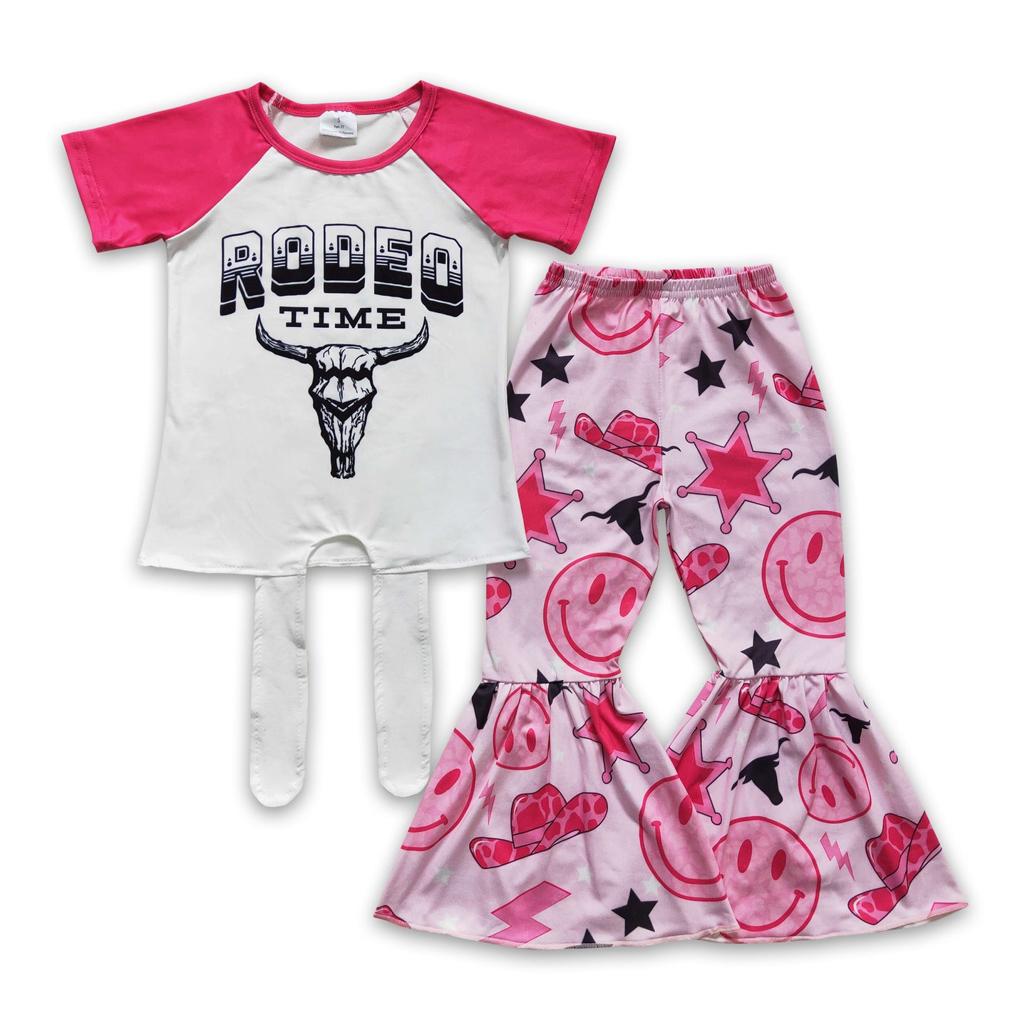 GSPO0250 Rodeo Time Baby Girls Western Bell Bottom Pants Outfit On Sale