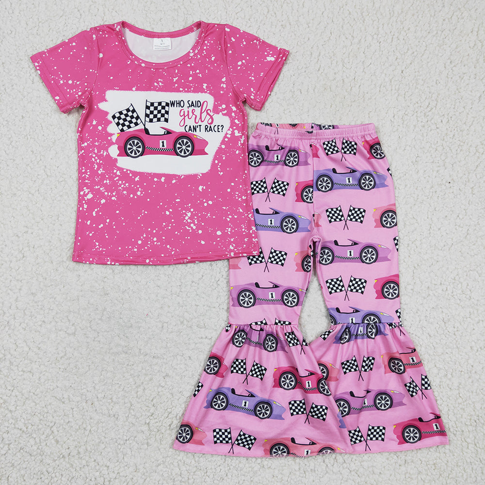 GSPO0318 Baby Girls Race Bell Bottom Pants Outfit On Sale