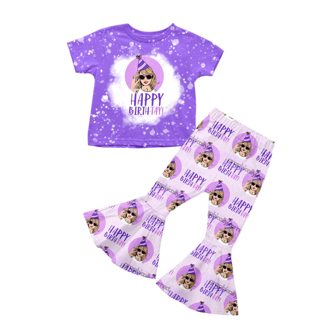 Preorder GSPO1210 Contry Singer Happy Bithryday Matching Bell Bottom Pants Set