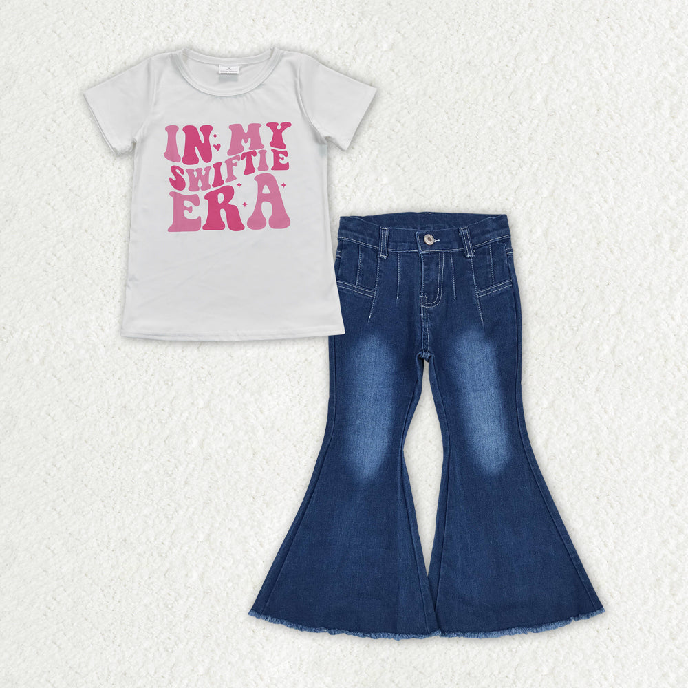 Baby Girls In My Swiftie Era Singer Top Blue Denim Pants Outfit