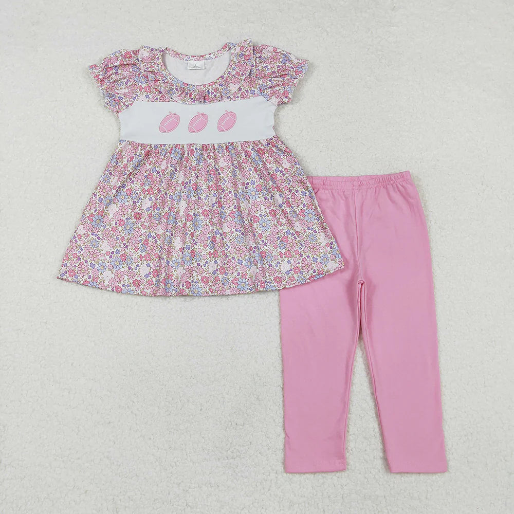 Baby Girls Football Floral Tunic Top Pink Leggings Outfit