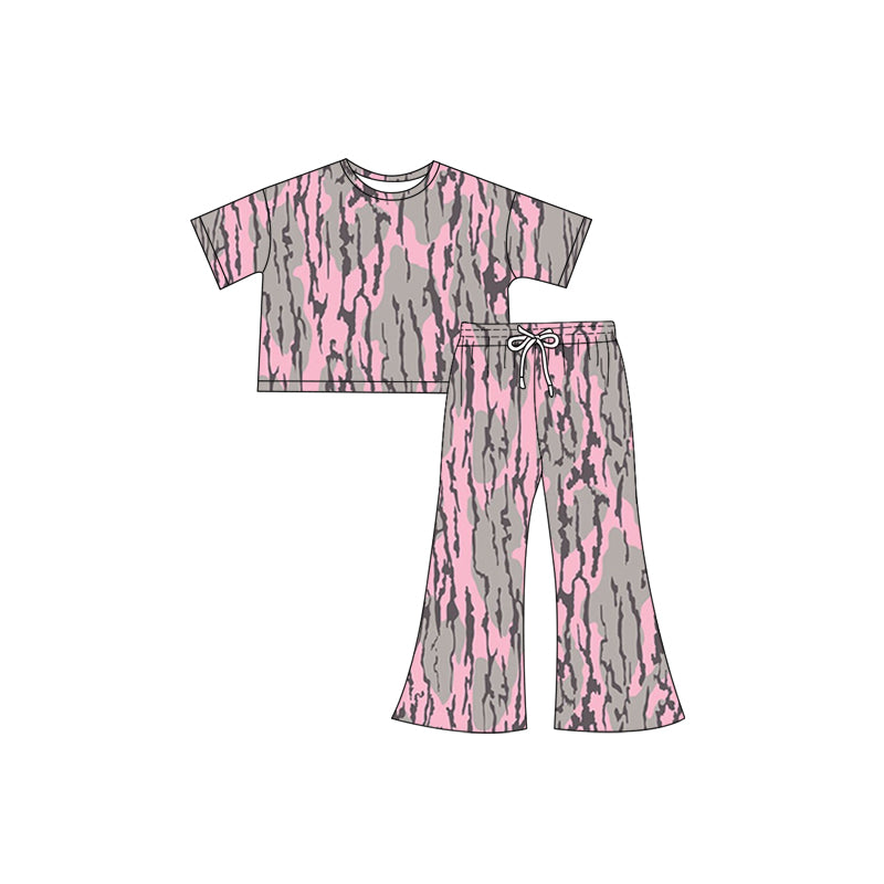 Baby Girls Short Sleeves Peach Bottomland Camo Top Flame Pant Western Set Preorder
