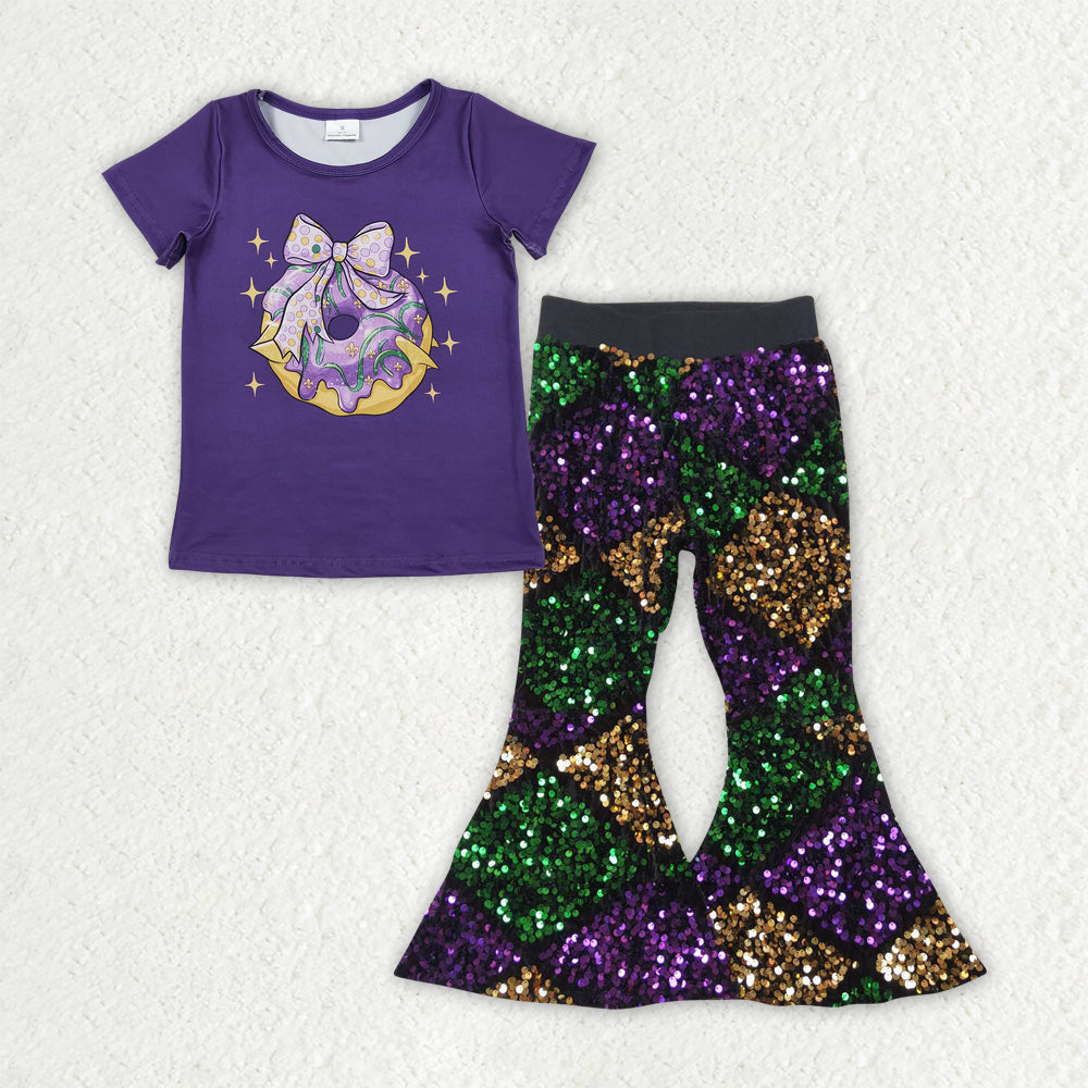 GSPO2181 Baby Girls Mardi Gars Doughnut Sequin Pants