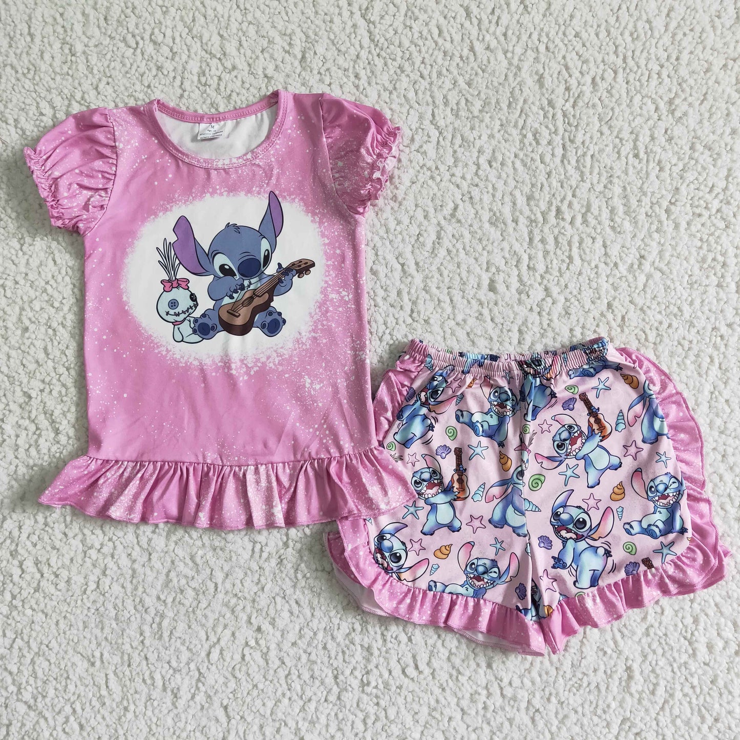 Summer Baby Girls Sibling Cartoon Animal Shorts Outfit
