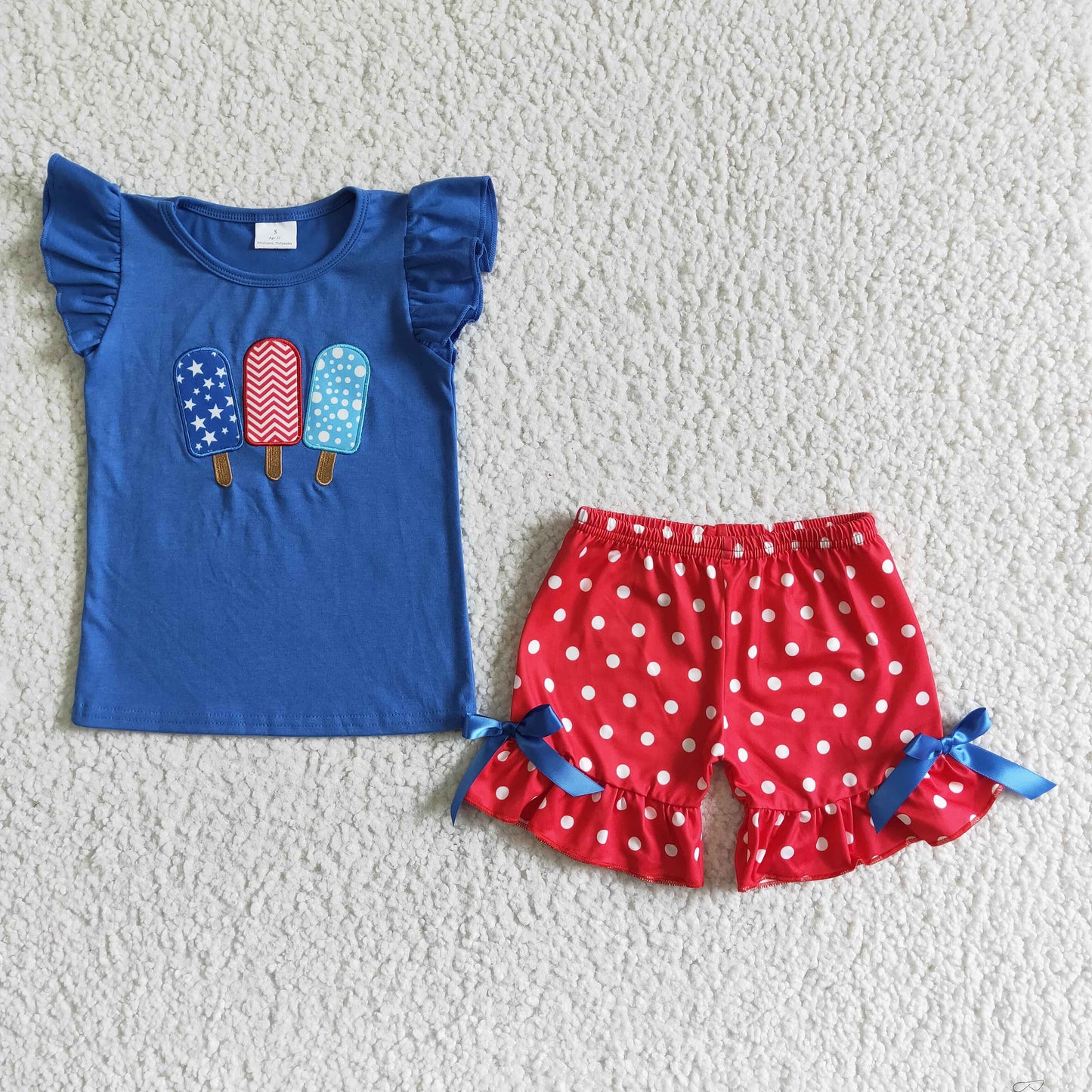 GSSO0090 Sumemr Girls embroidery popsicle 4th of july outfit