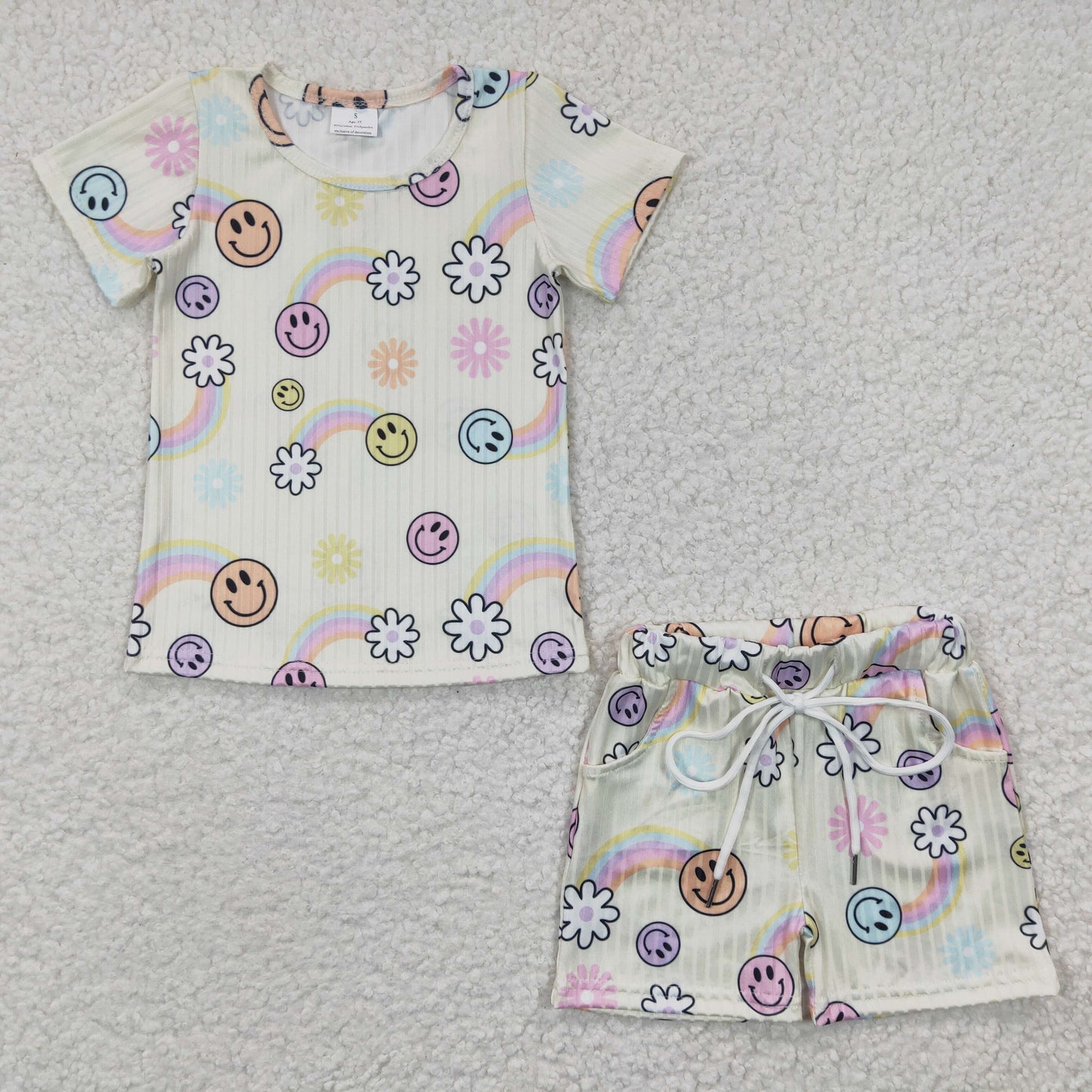 Baby Girls Happy Face Shorts Set