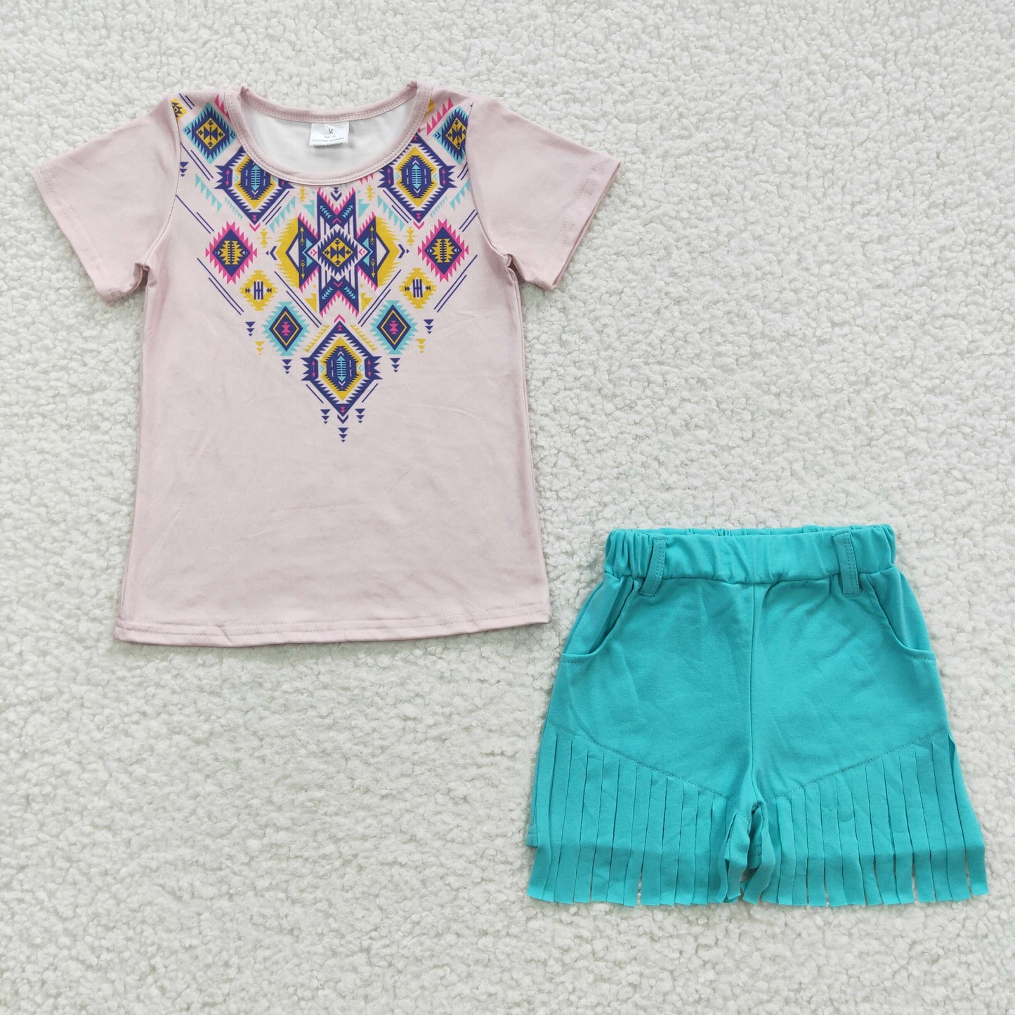 Baby Girls Aztec Top Blue Shorts Set On Sale