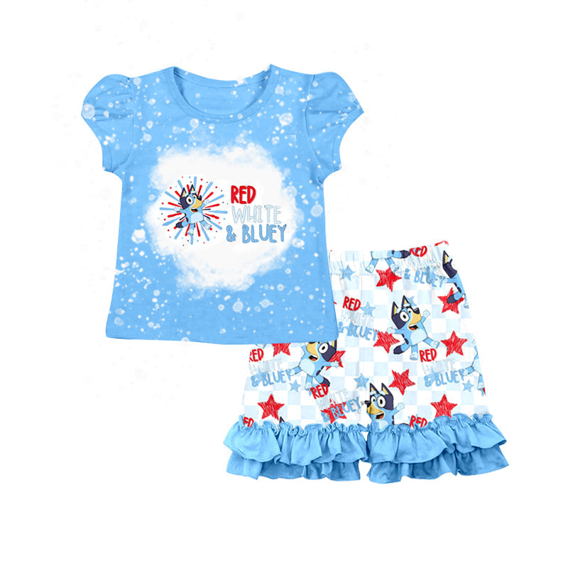 Preorder Baby Girls Red White & Blue USA Shorts Set Deadline time :7th May