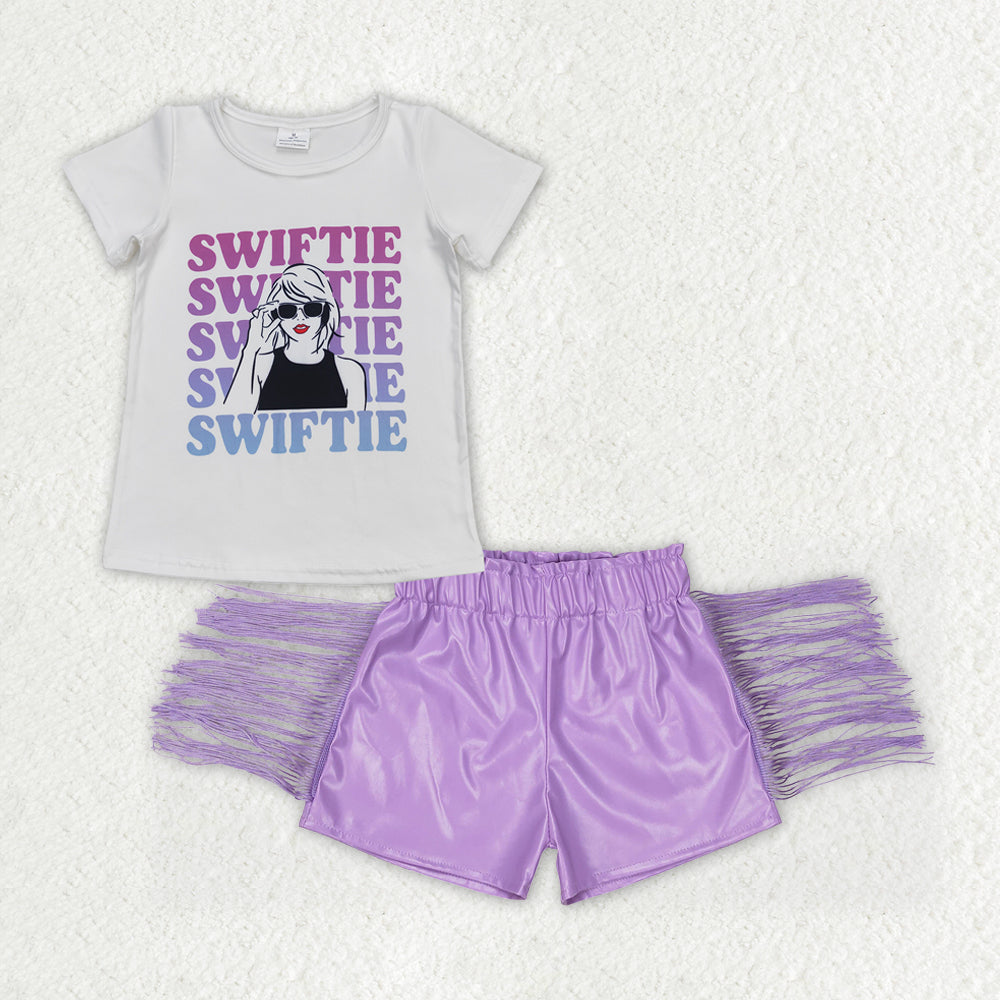 Baby Girls Swfit Top Purple Shorts Set