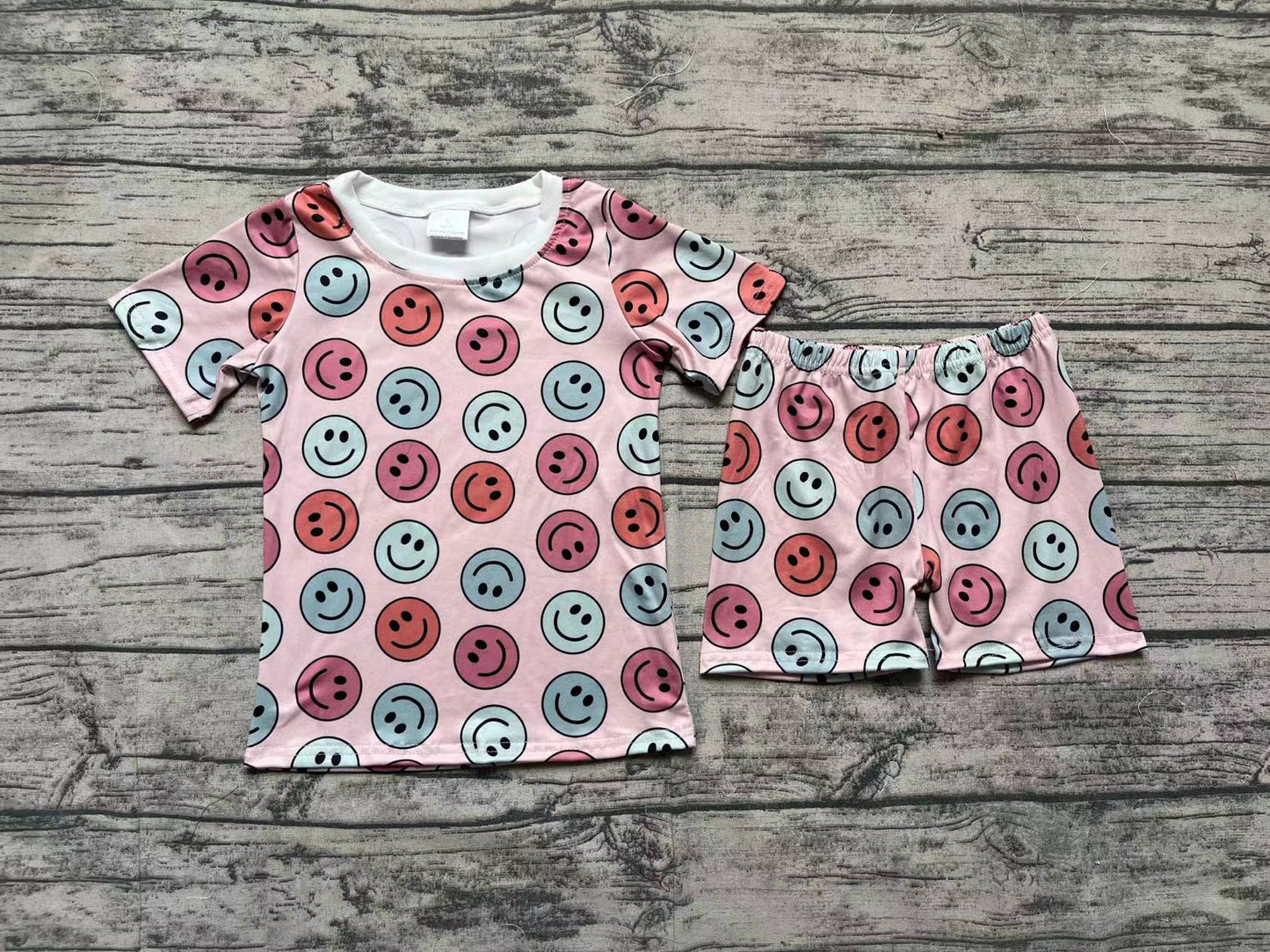 Baby Girls Summer Happy Face Pajama Set