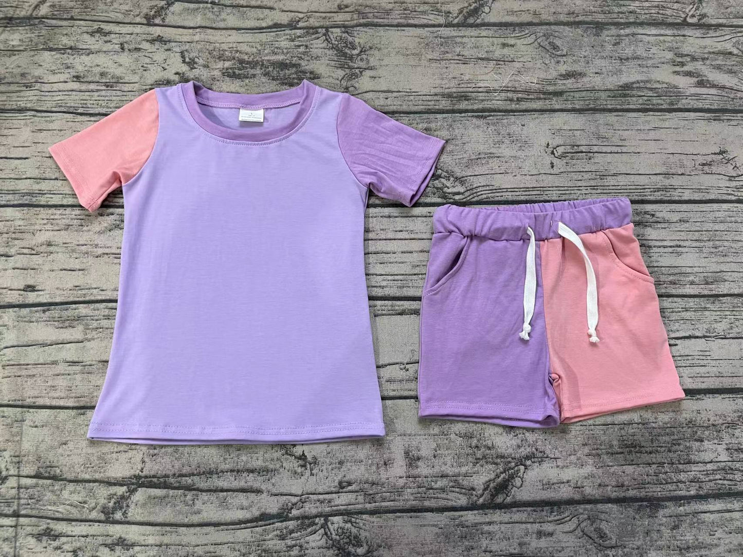 Summer Baby Girls Cotton Purple & Pink Shorts Set