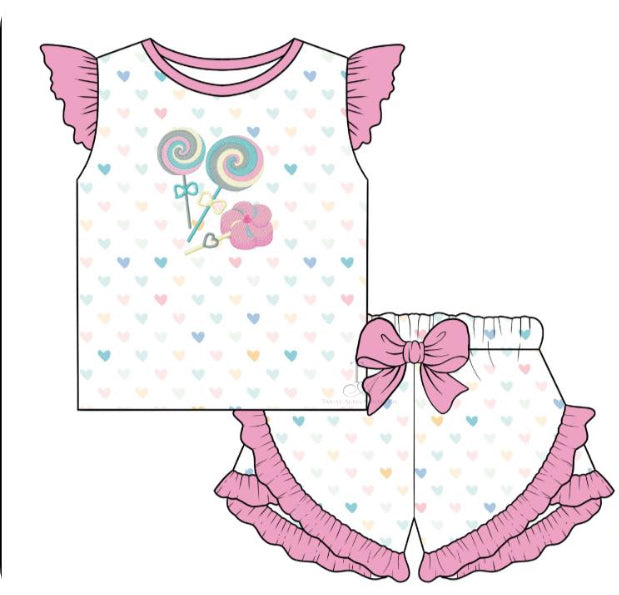 Sibling Baby Girls Sister Lollipop Shorts Set and Romper Preorder