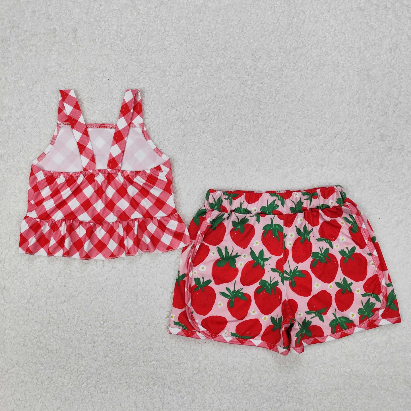 Baby Girls Sister Sibling Summer Strawberry Shorts Set