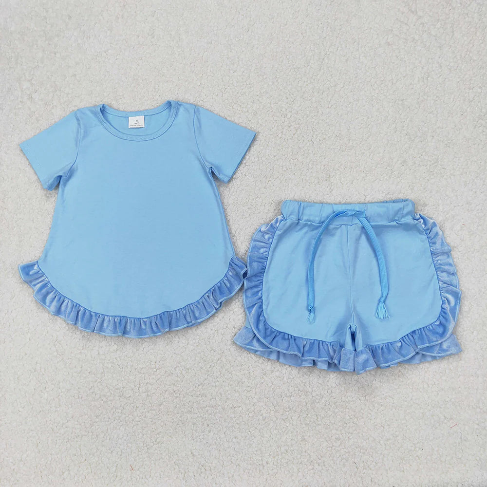 Sibling Baby Girls Cotton Top Ruffle Shorts Clothes Sets