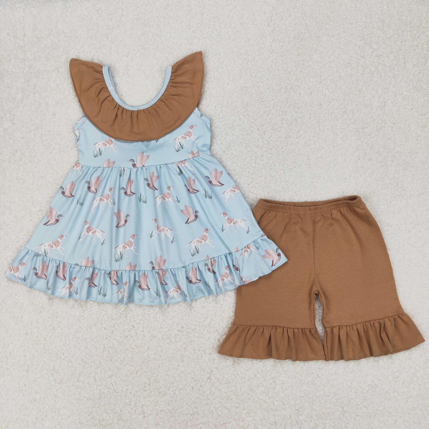 Baby Girls Hunting Mallard Tunic Top Ruffle Shorts Outfit