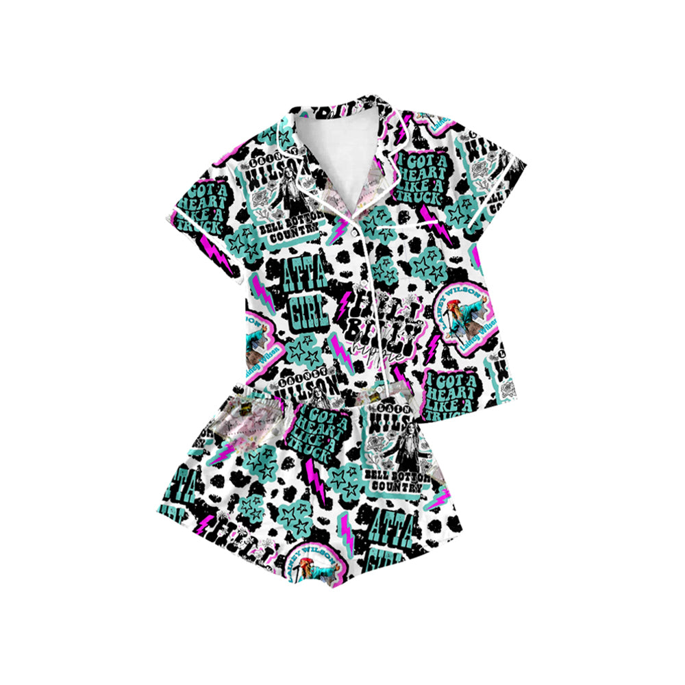 GSSO2488 Baby Girls Singer Button-up Shorts Pajama Set Preorder