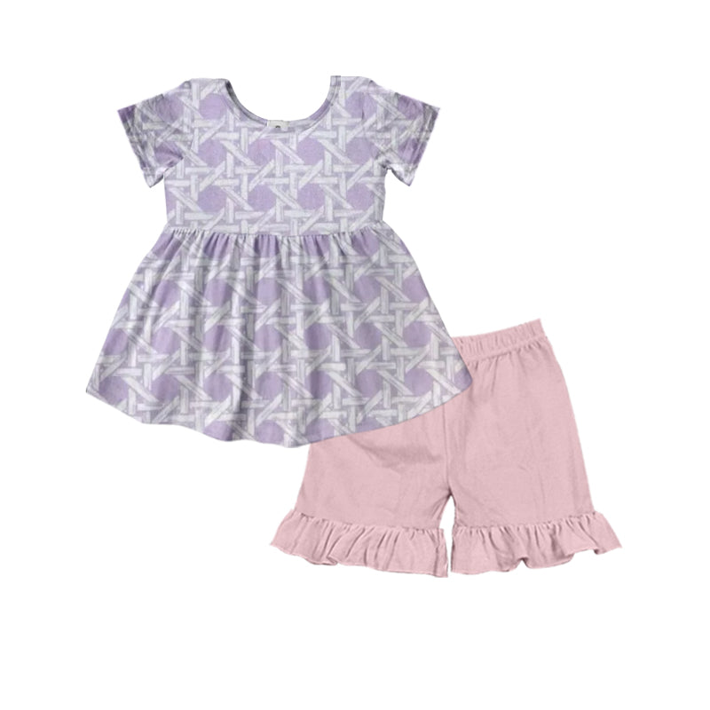 GSSO2529 Baby Girls Purple Tunic Top Ruffle Shorts Outfit Preorder