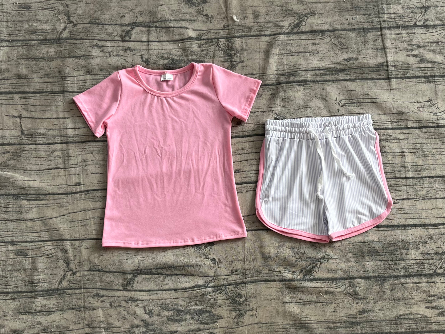 Baby Girls Pink Short Sleeve Purple Shorts Set Preorder
