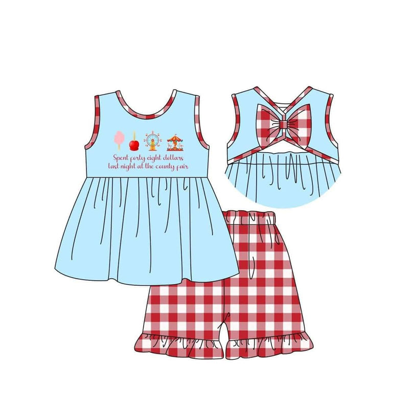 Kids Girls Sleeveless Top Red Gingham Shorts Outfit Preorder