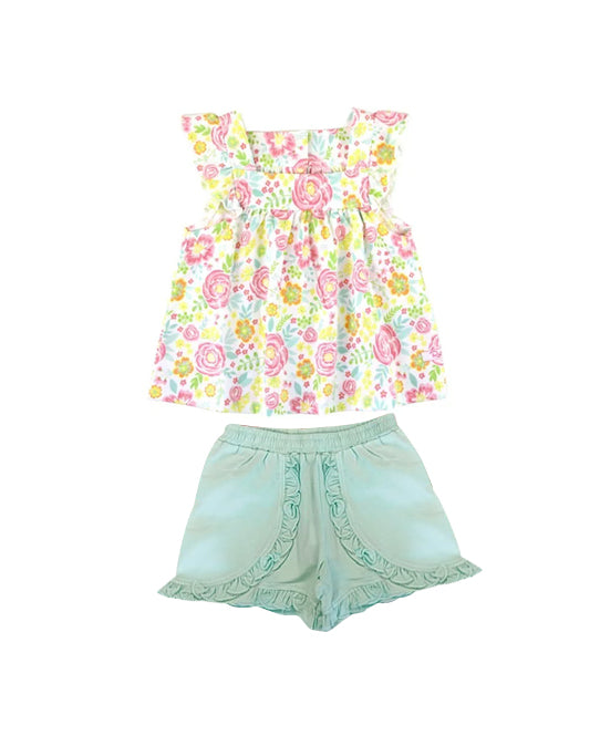 Baby Girls Blossom Top Ruffle Shorts Outfit Preorder