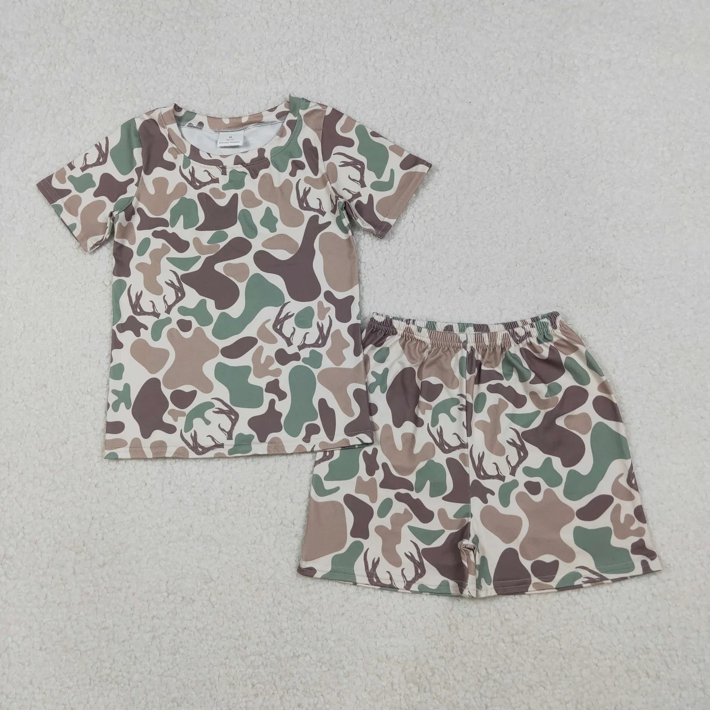 Sibling Baby Boys Hunting camo Short Sleeve Top With Shorts Set