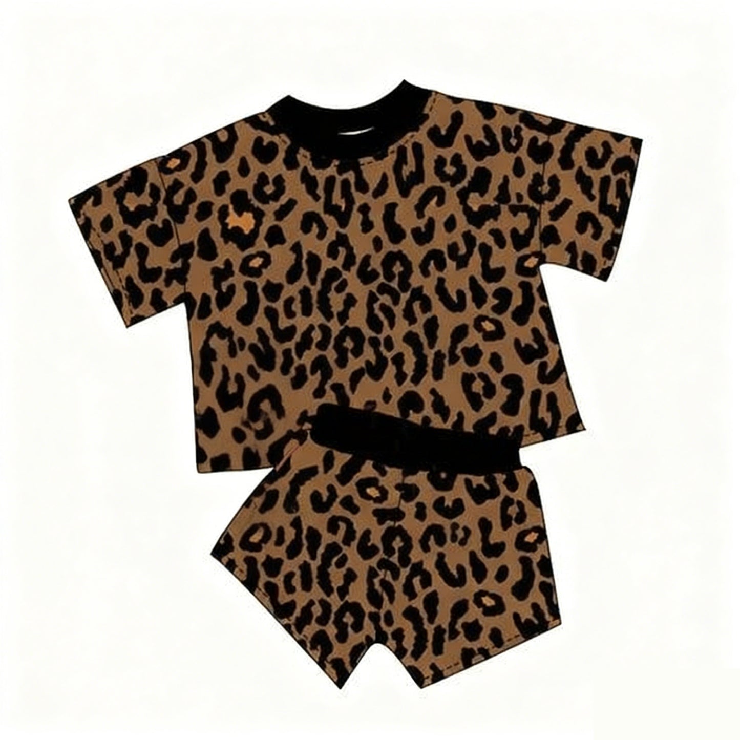 GSSO2914 Baby girls Leoaprd top with shorts set preorder