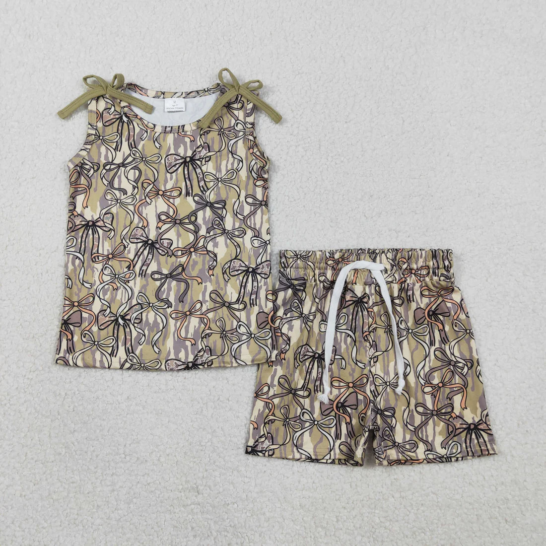 Mommy and Me Green Camo Bow Pajamas / Shorts set /Zipper Romper