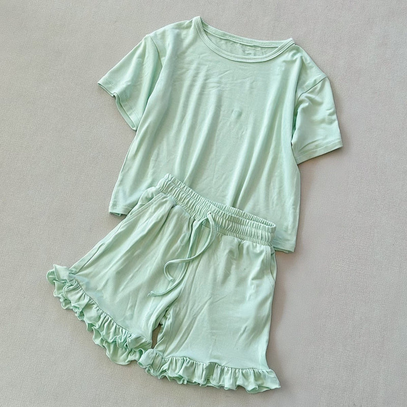 GSSO3351 Baby Girls Green Short Sleeve Top With Shorts Set