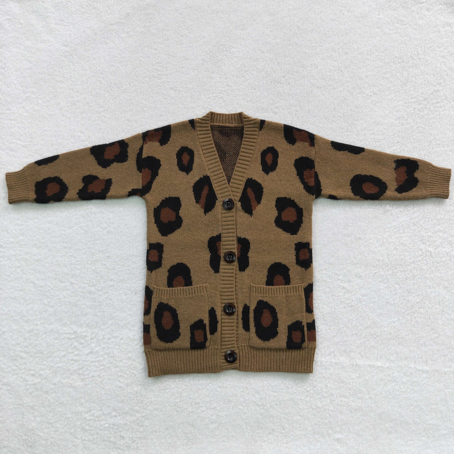 Kids Girls Leopard Sweater Cardigan