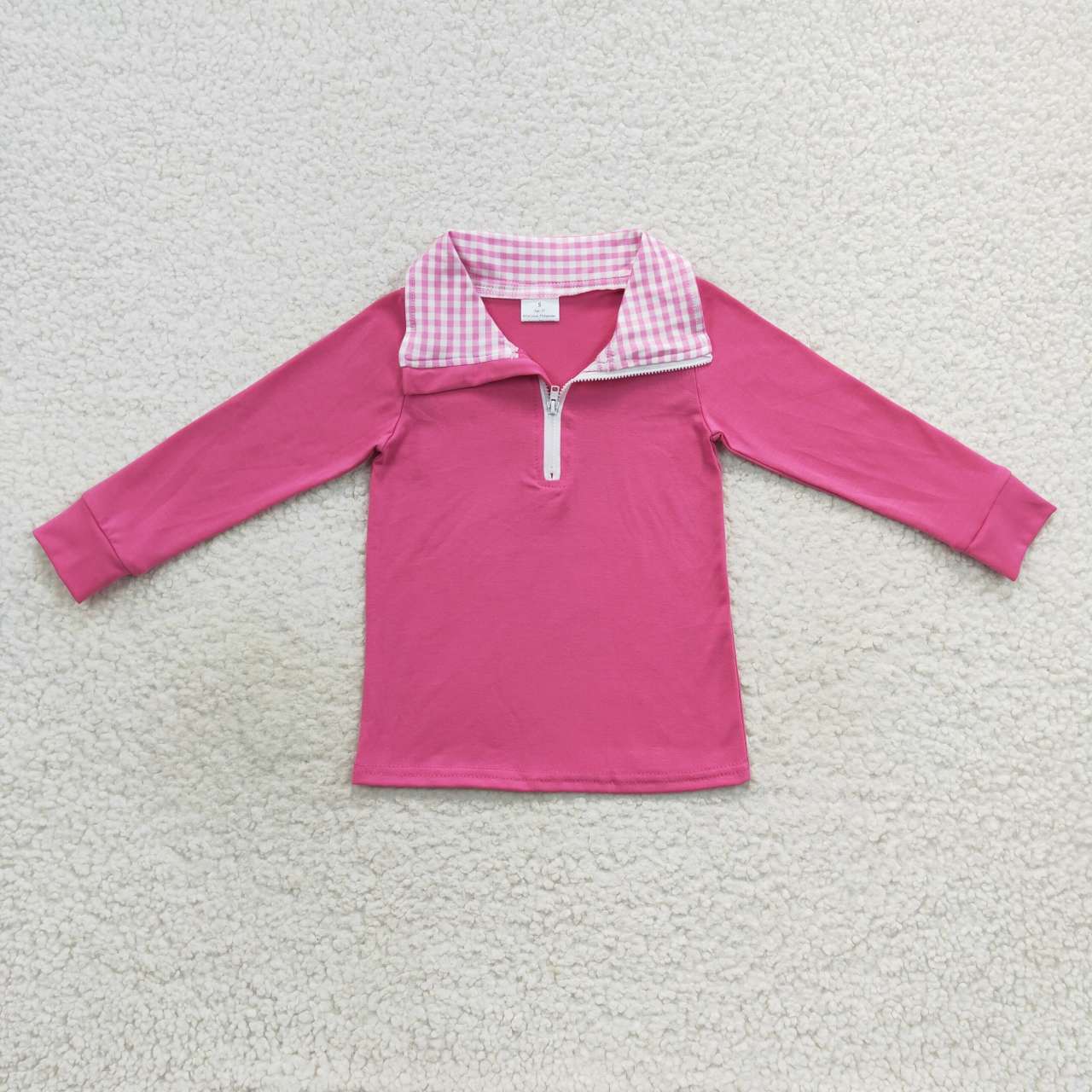 Baby Girls Sibling Hot Pink Zipper Pullover Top With Ruffle
