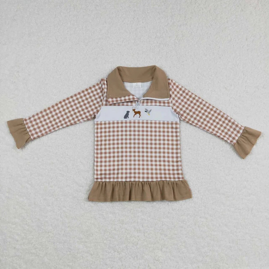 Sibling Baby Kids Long Sleeves Western Farm Half Zipper Pullovers Top