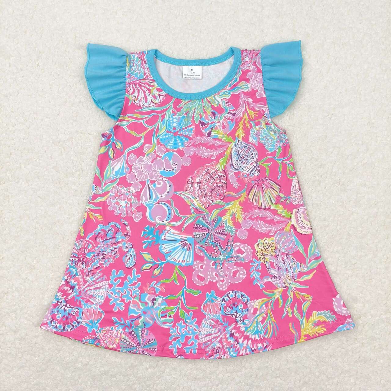 Baby Sibling Summer Shell Coral Floral Summer Clothes Set Outfit and Dress