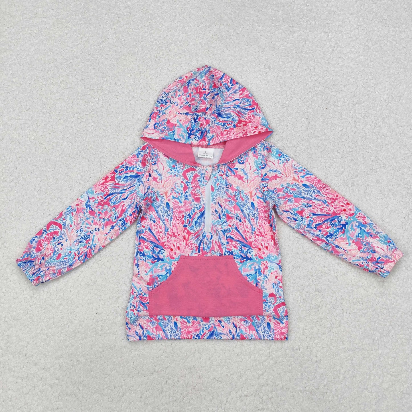 Baby Girls Hot Pink Floral Long Sleeve Hoodie Top