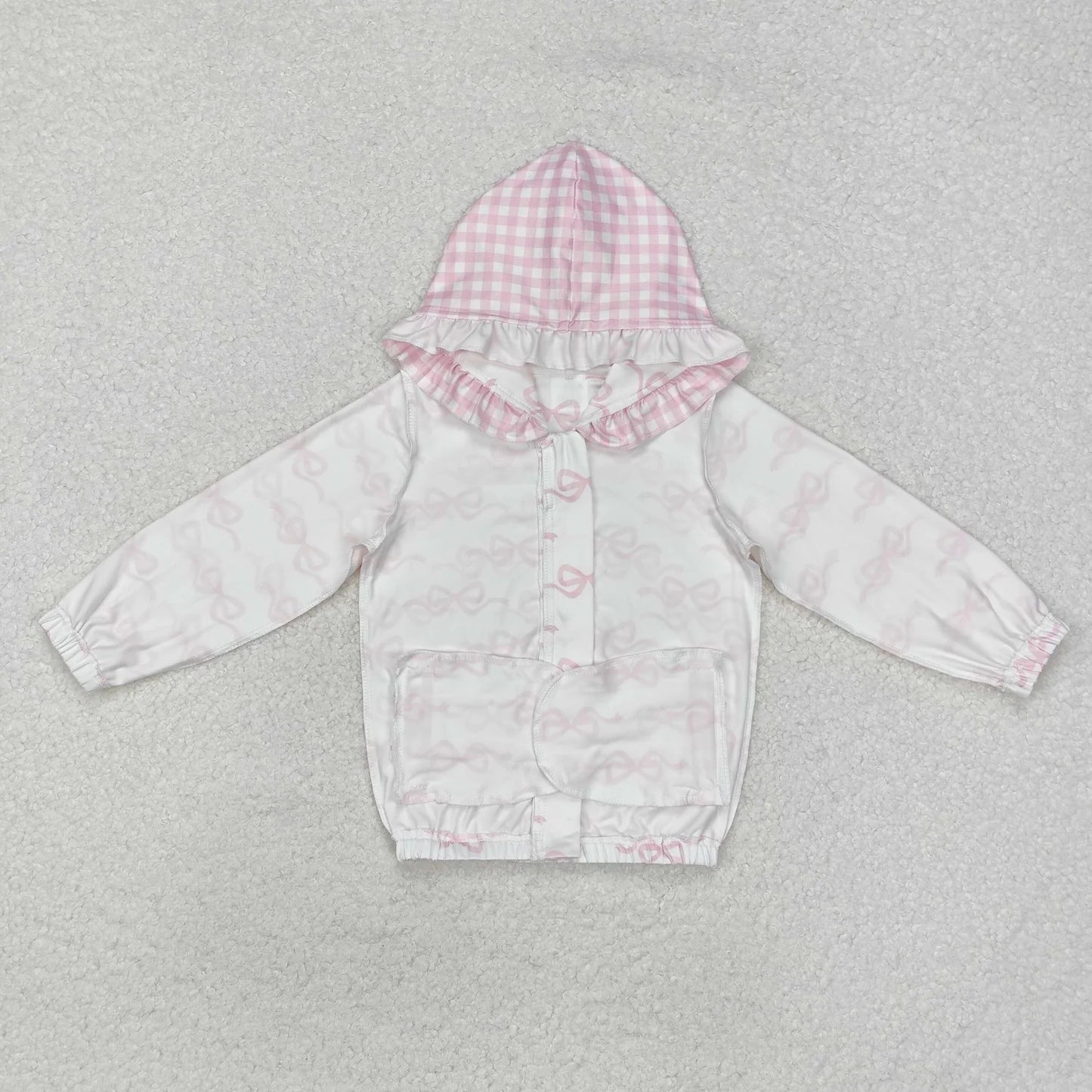 Sibling Baby Girls Pink Bow Long Sleeve Pajama Set and Hooded Jacket