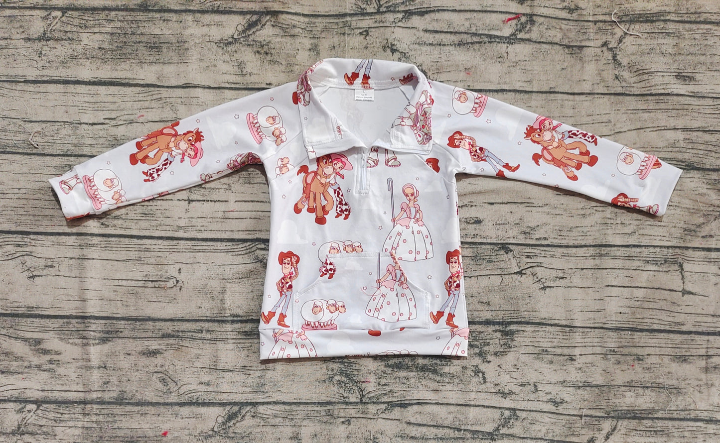 GT0989 Baby Girls Cartoon Toy Long Sleeve Zip Pullover Top Preorder
