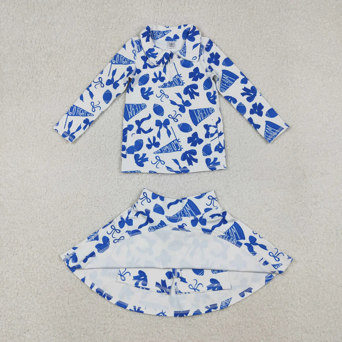 Sibling Baby Girls Football Team Go Fight Pullover With Pants /Skort Active Outfit