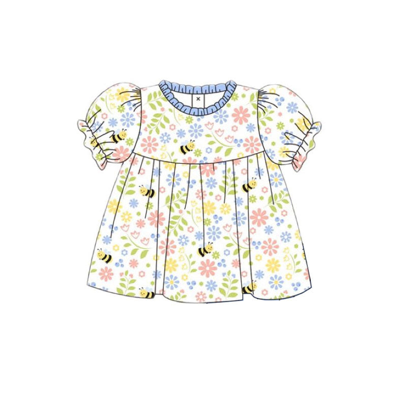 GT1477 baby girls bee flowers short sleeve top preorder