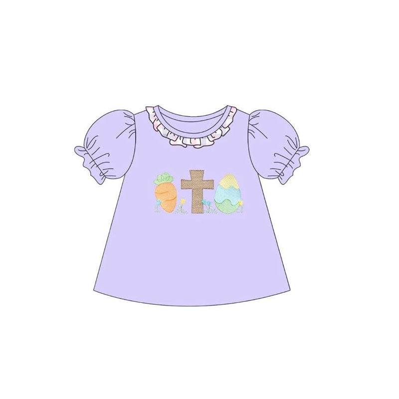 GT1479 baby girls easter violet short sleeve top preorder