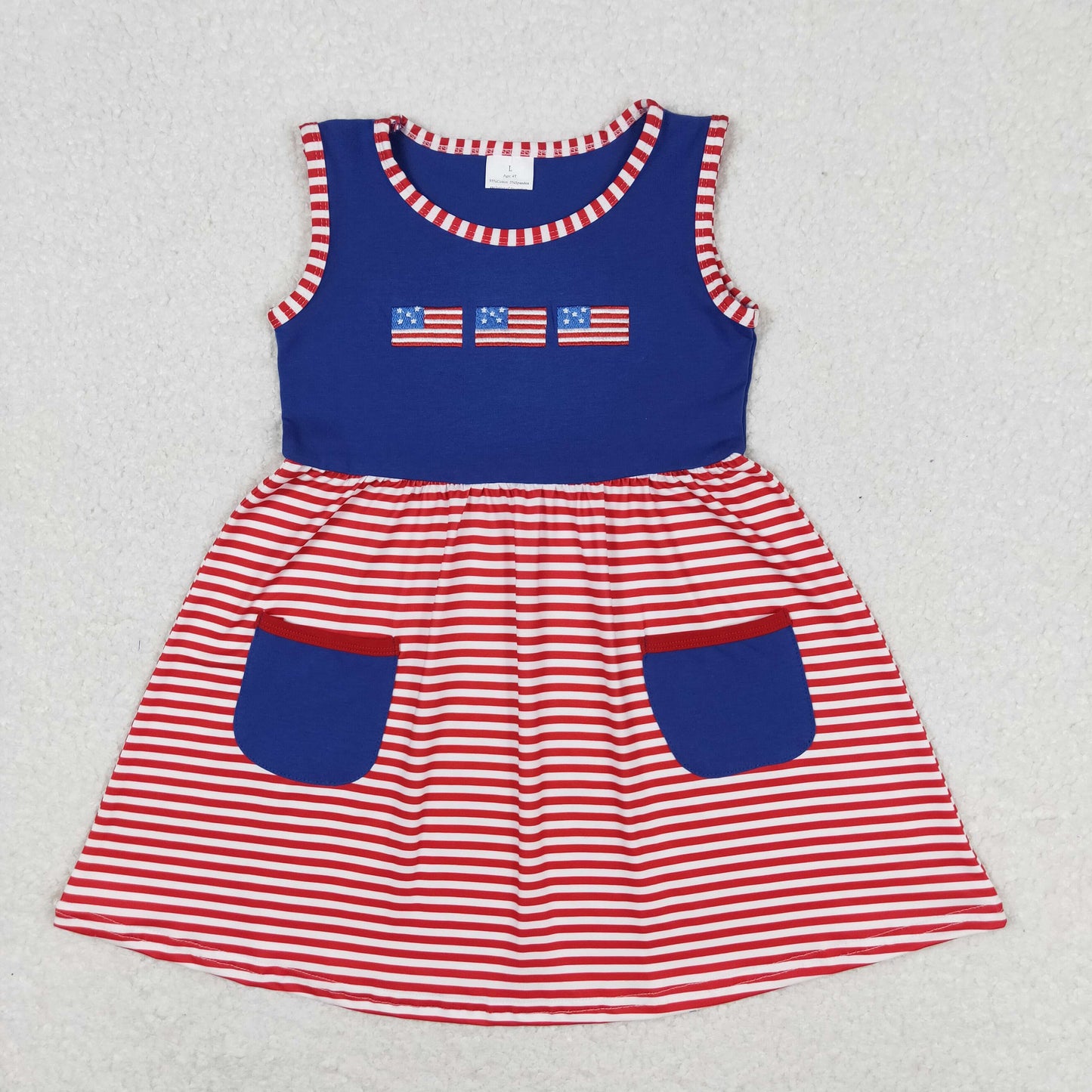 GSD0930 Baby Girls July 4th Red Striped Dress