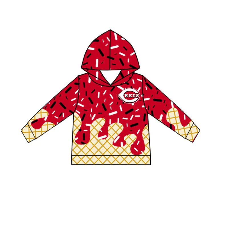Baby Boys Ice Cream Drip Reds Team Hoddie Pullover Top 5 MOQ Preorder