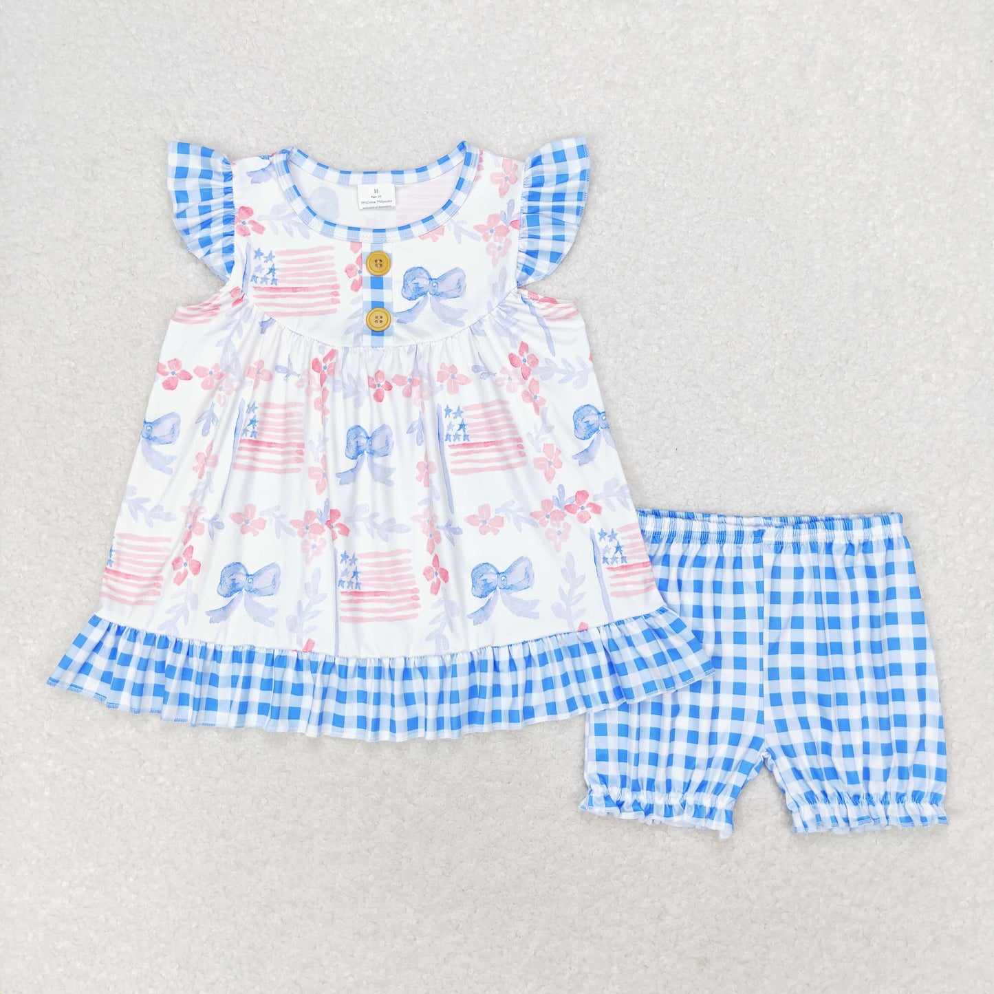 Summer Baby Girls July 4th Flag Tunic Top Shorts Set