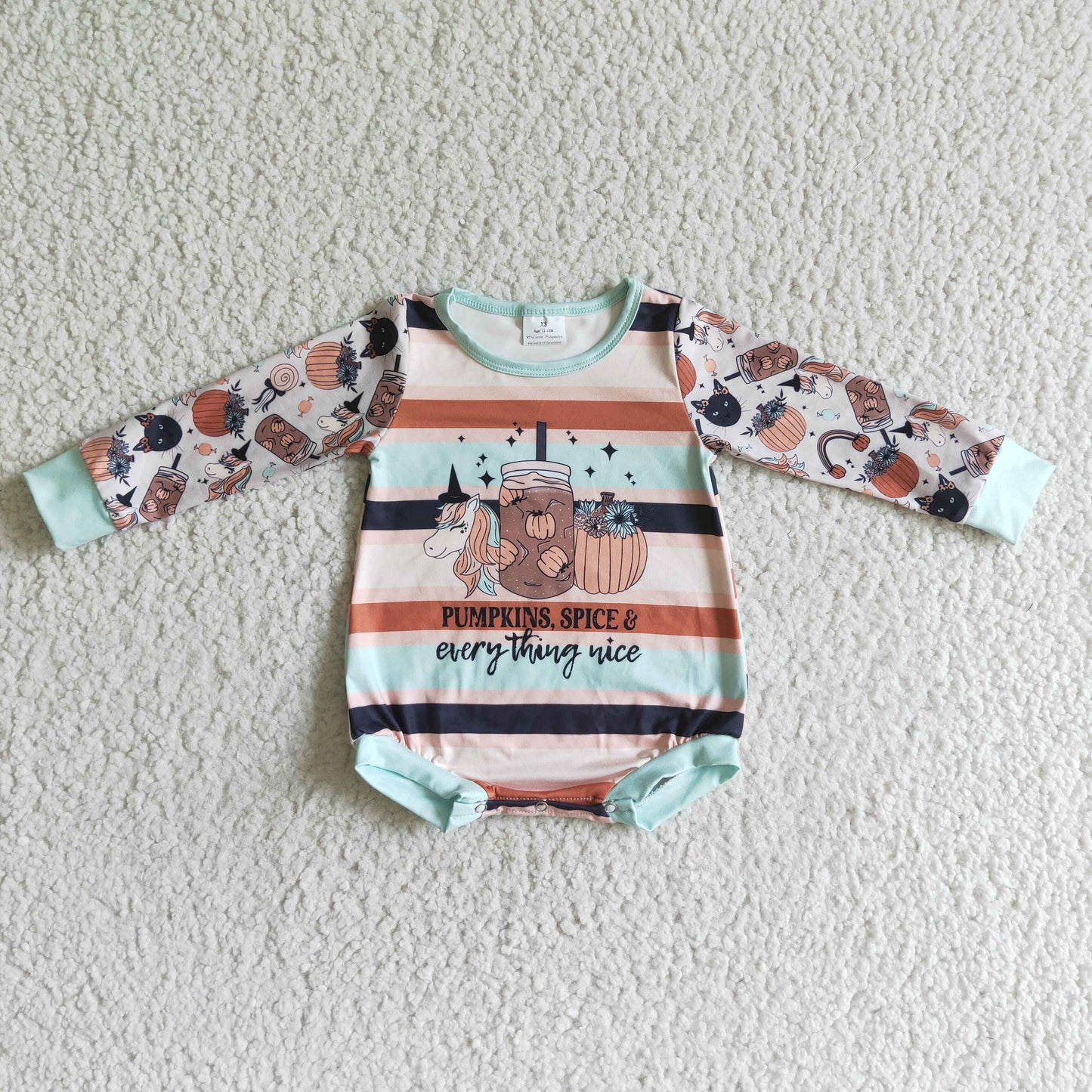 LR0094 Halloween Unicorn Pumpkin Shirt Romper