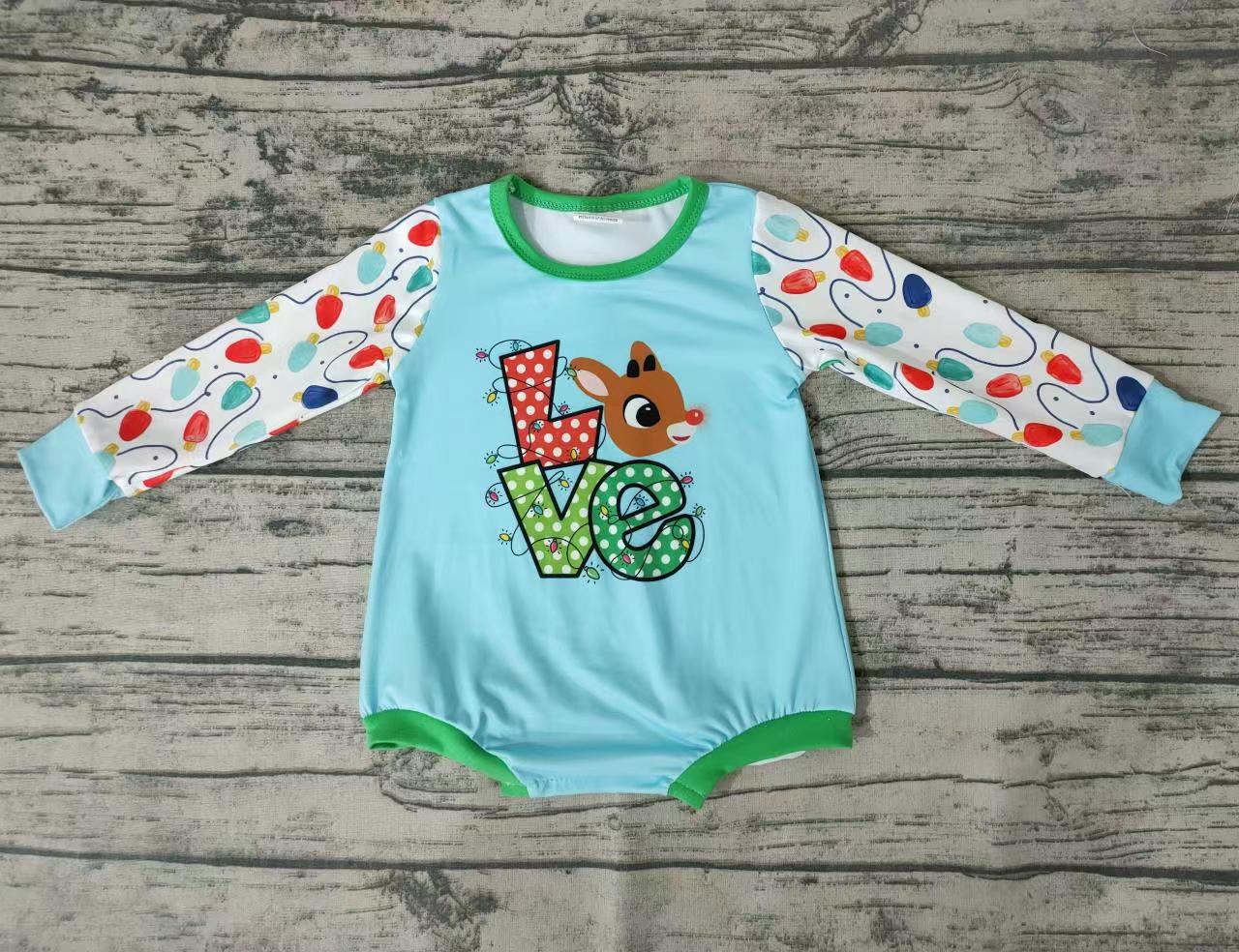 Love Baby Elk Christmas Long Sleeve Romper