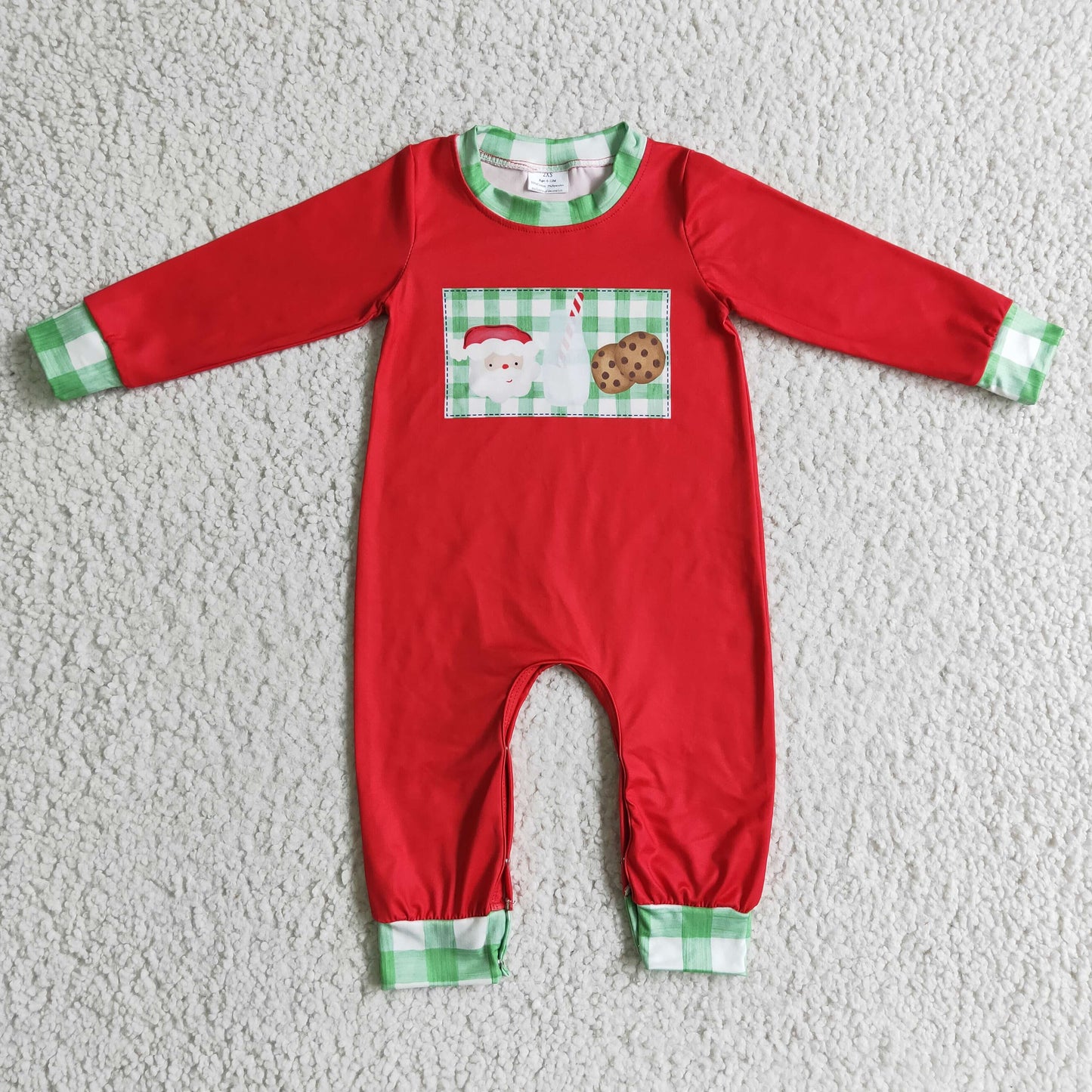 Baby Sibling Christmas Santa Milk Cookie Outfit and Romper