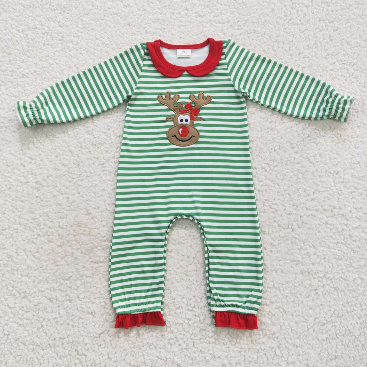 Baby Boys Girls Sibling Christmas Deer Green Striped Clothes