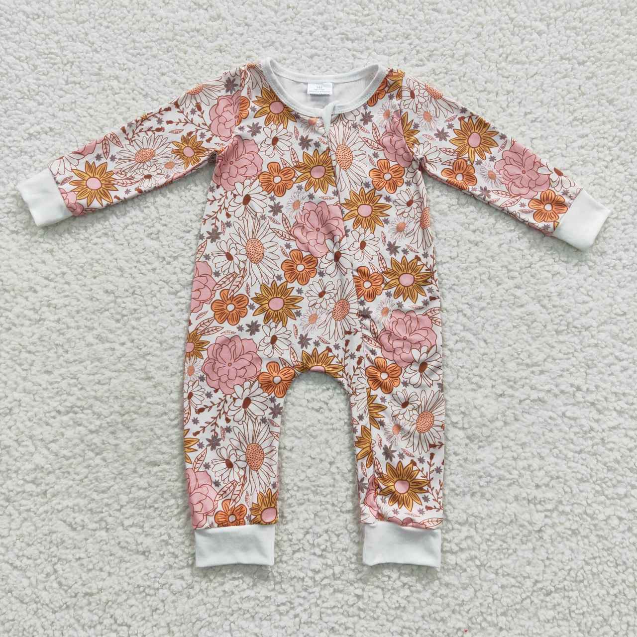 Baby Girls Sister Pink Floral Jumpsuit and Romper