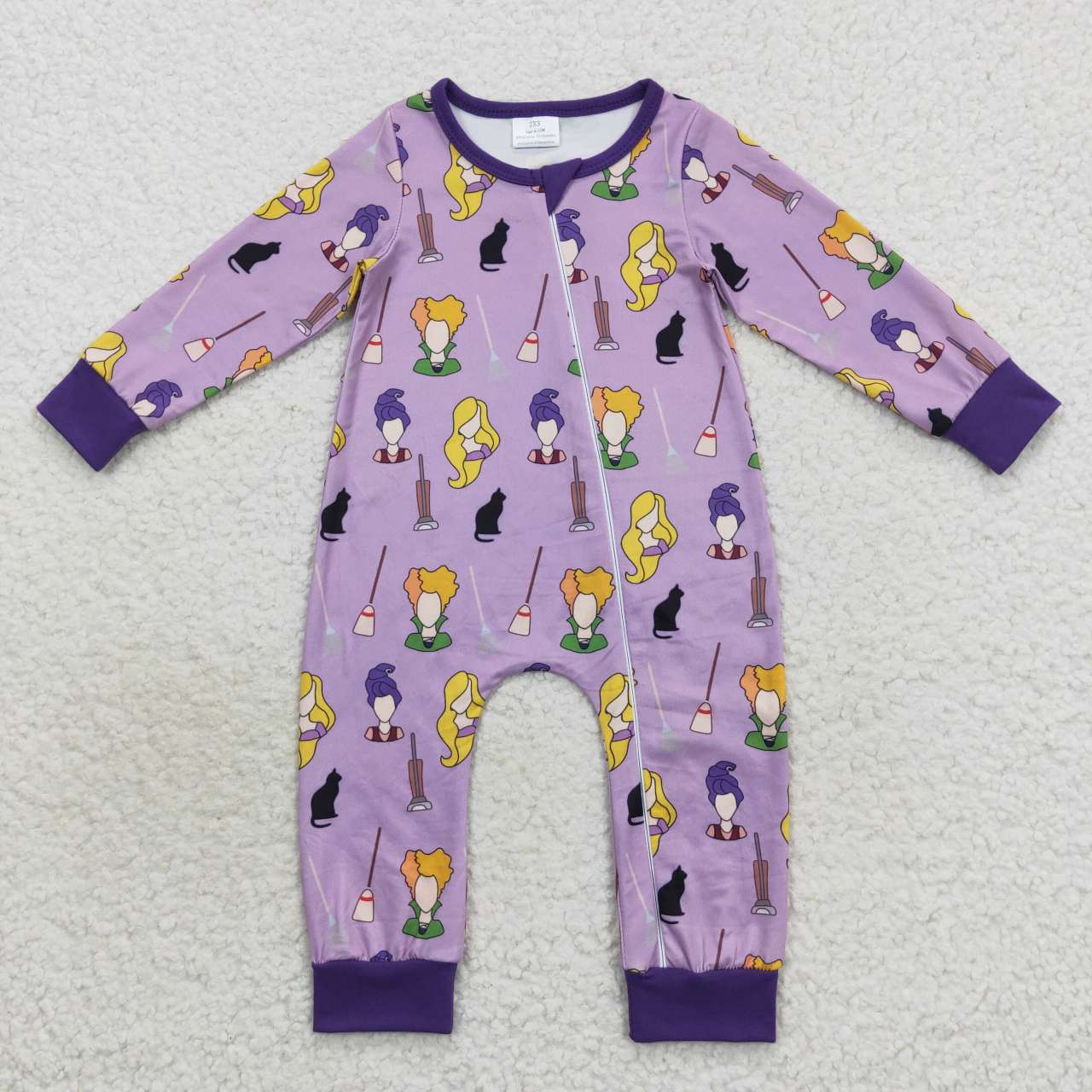 Baby Girls Sister Halloween Witch Purple Pajama And Romper