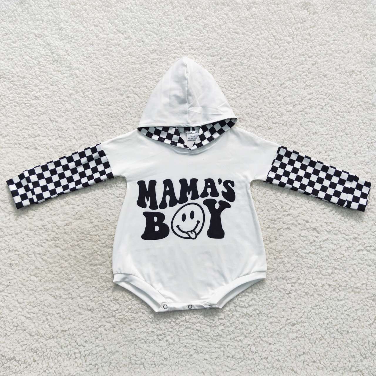 LR0540 Mama's Boy Long Sleeve Hoodie Shirt Romper